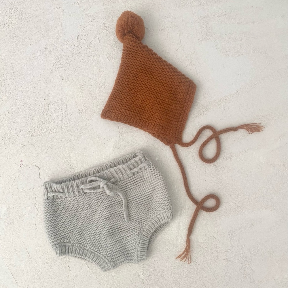Rylee + Cru Knit pixie hat and diaper cover Set